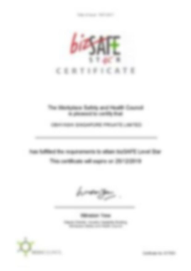 bizSAFE Star Certificate