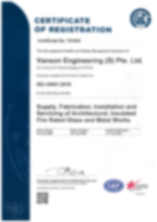 ISO 45001:2018 Certificate of Registration