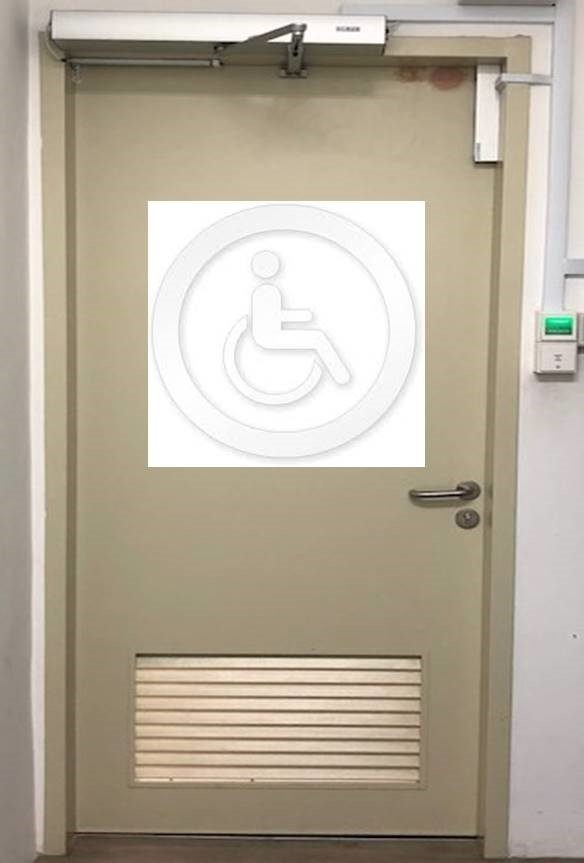 Automatic swing door for handicap toilet